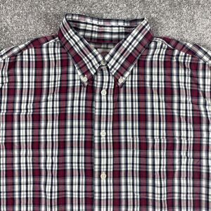 Brooks Brothers Dress Shirt Mens Large Cotton Plaid Button Down‎ Red White Black